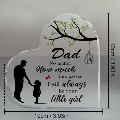 Regalo decorativo per papà – Targa a forma di cuore con messaggio emozionale per figlia, stile moderno, ideale per la Festa del Papà o compleanno