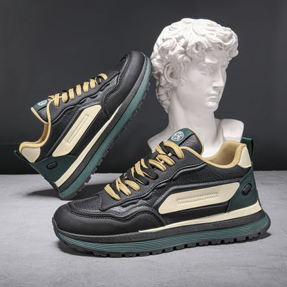 Baskets basses bicolores pour homme semelle épaisse lacets