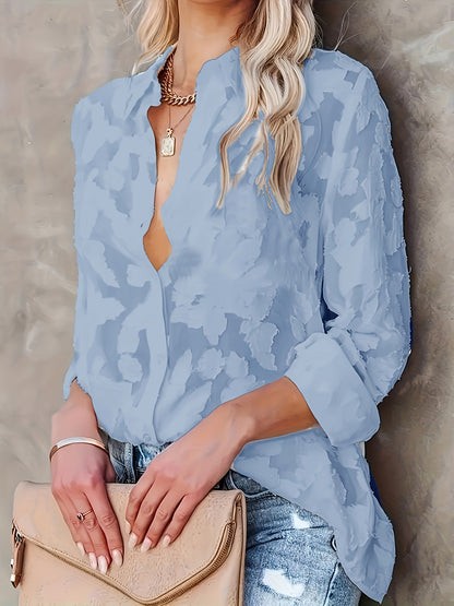 Elegant women's blouse with floral pattern, casual chic style for outings and office