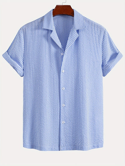 Completo casual due pezzi a righe da uomo – Stile estivo ed elegante per la spiaggia e il tempo libero