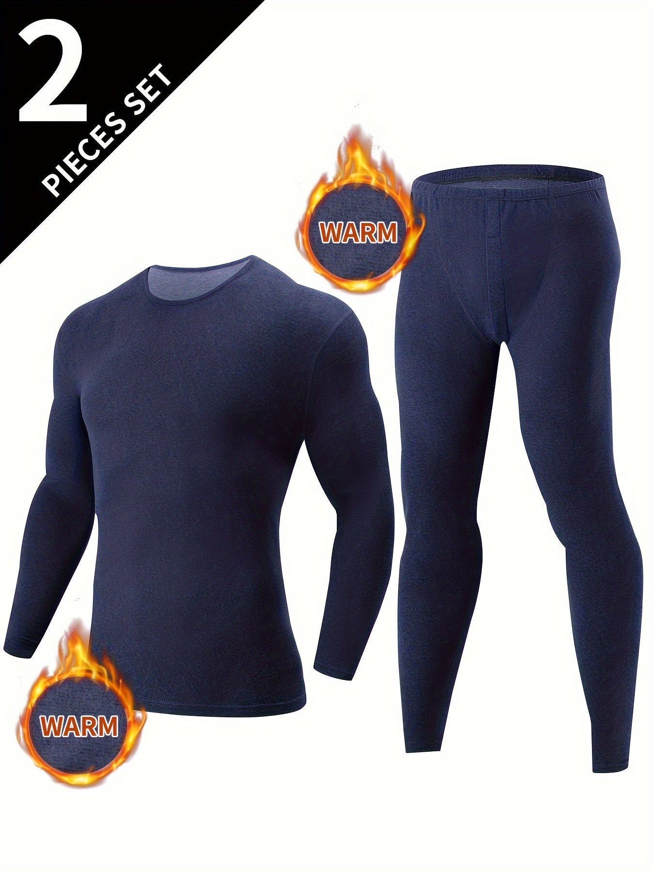 Ensemble Sous-Vêtements Thermiques Homme 2 Pièces Noir Manches Longues