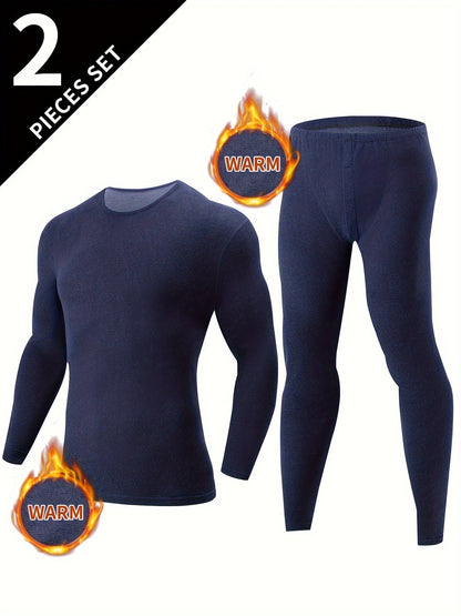 Ensemble Sous-Vêtements Thermiques Homme 2 Pièces Noir Manches Longues