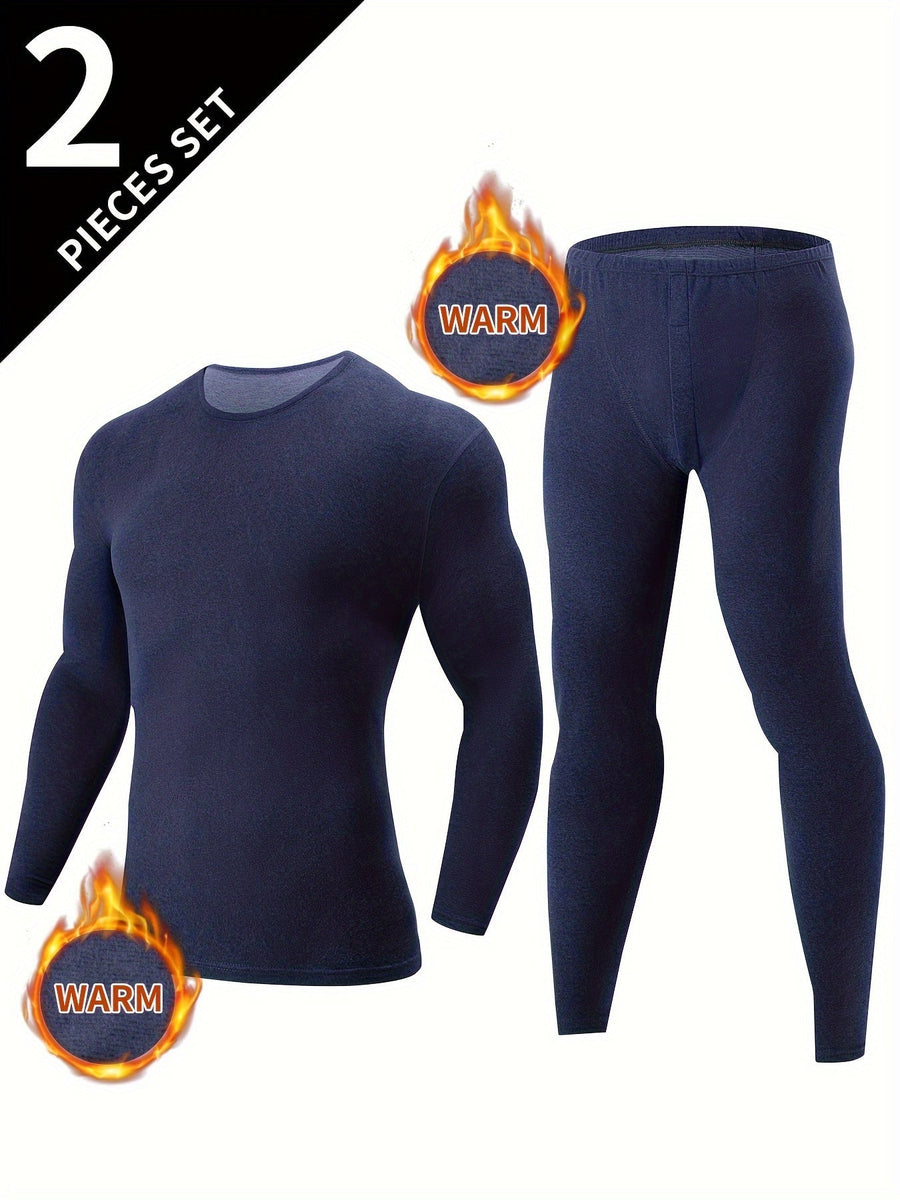 Ensemble Sous-Vêtements Thermiques Homme 2 Pièces Noir Manches Longues