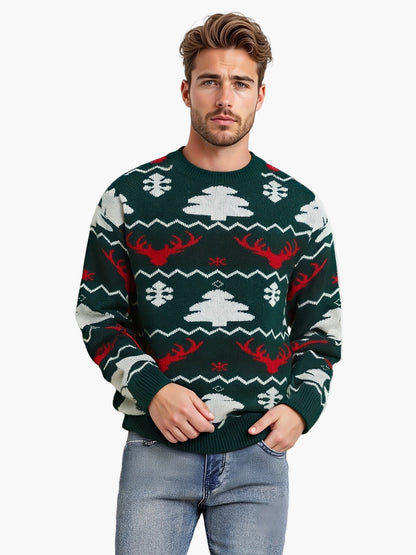 Męski sweter świąteczny w stylu festiwalowym na zimowe wieczory i imprezy