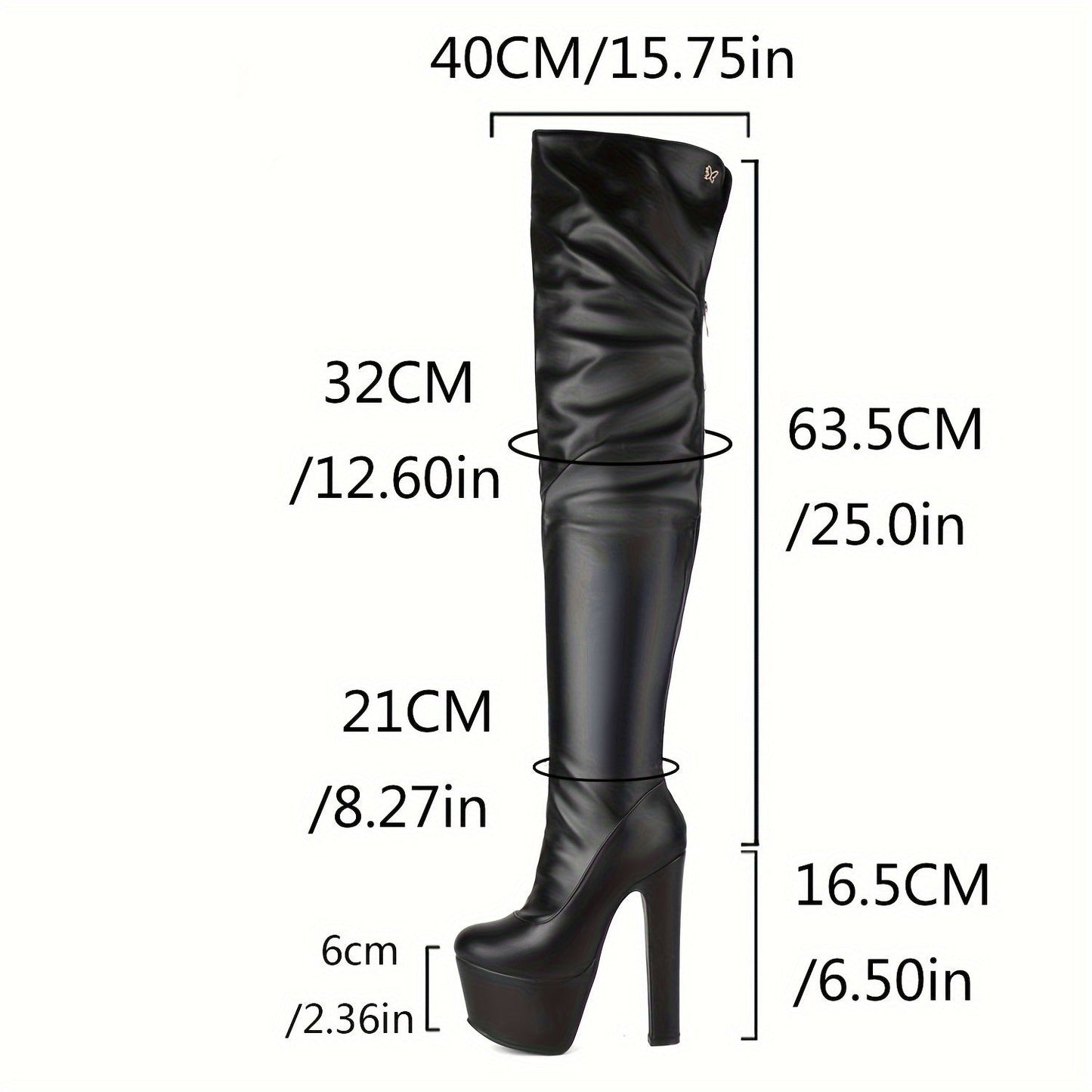 Bottes Noires Cuissardes à Talon Bloc Haut et Plateforme Épaisse