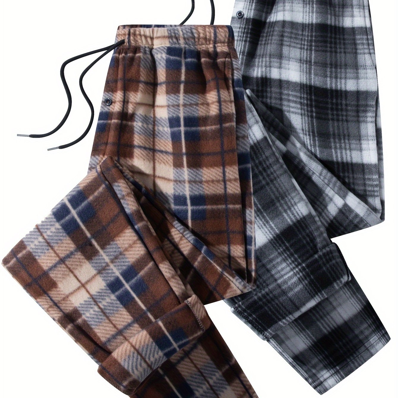 Pantalon de détente à carreaux doux pour homme avec cordon de serrage