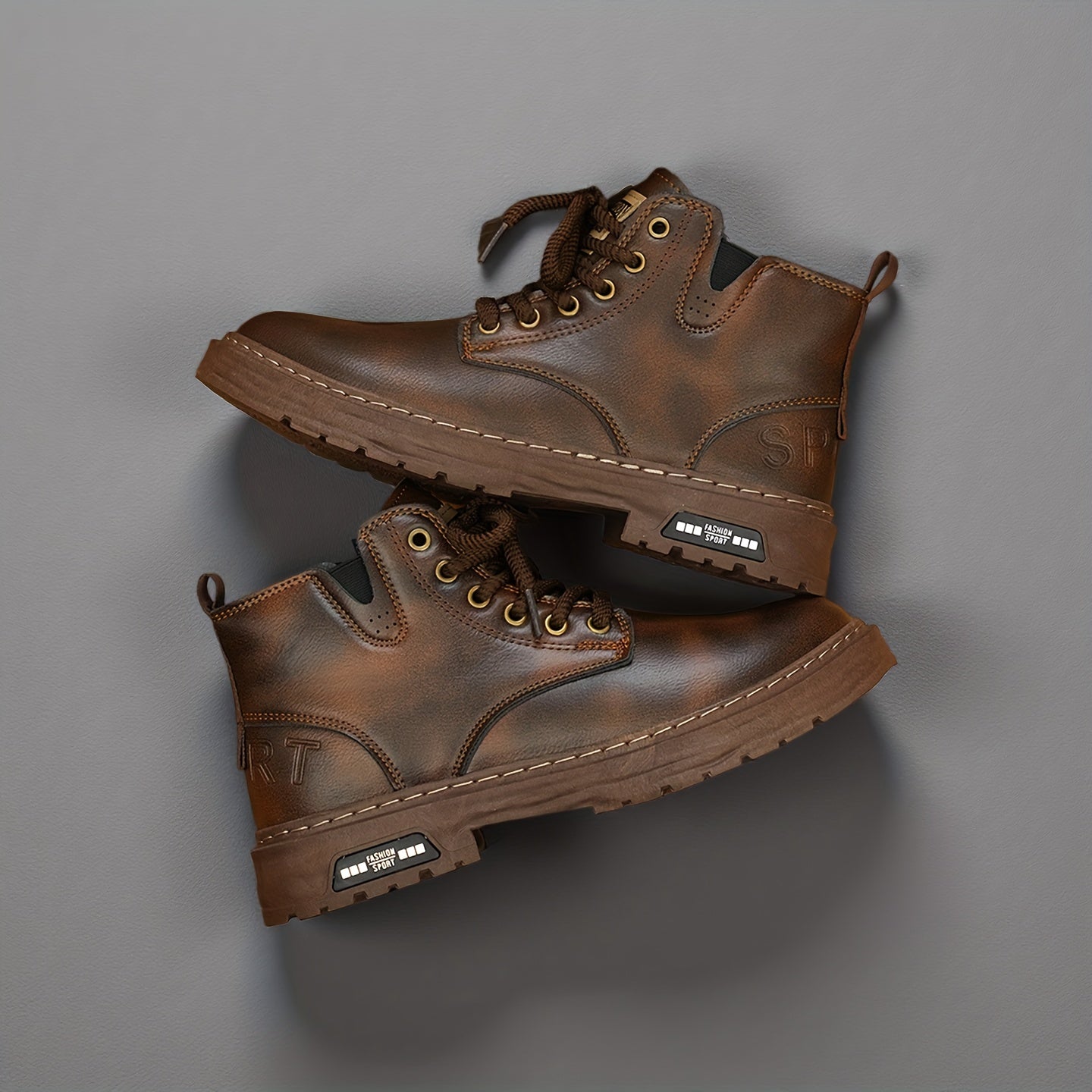Bottes montantes homme noires à lacets et semelle épaisse
