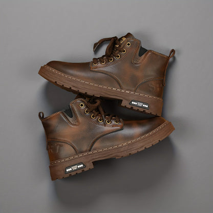Bottes montantes homme noires à lacets et semelle épaisse