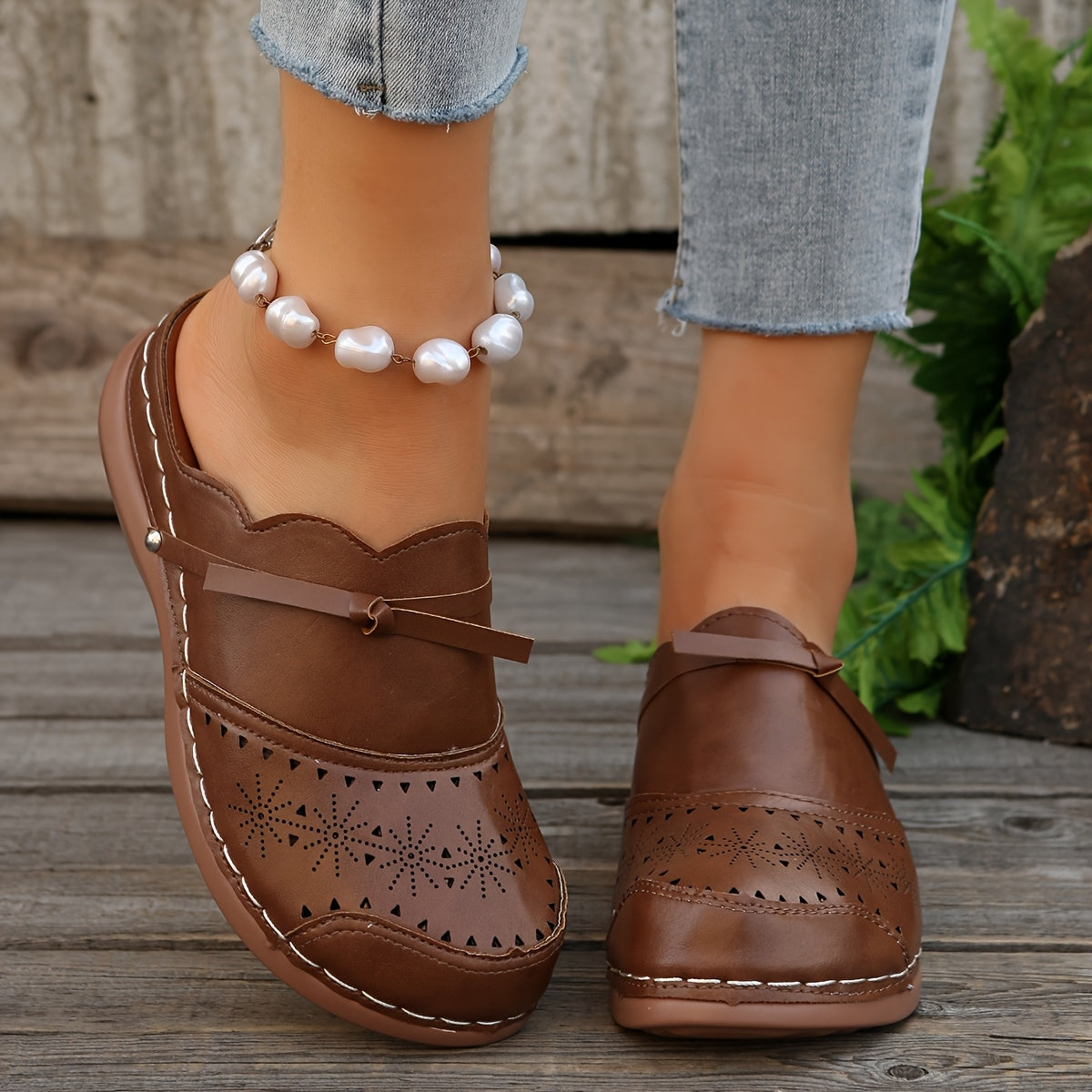 Drewniaki vintage na platformie na obcasie dla kobiet – Styl casualowy i elegancki
