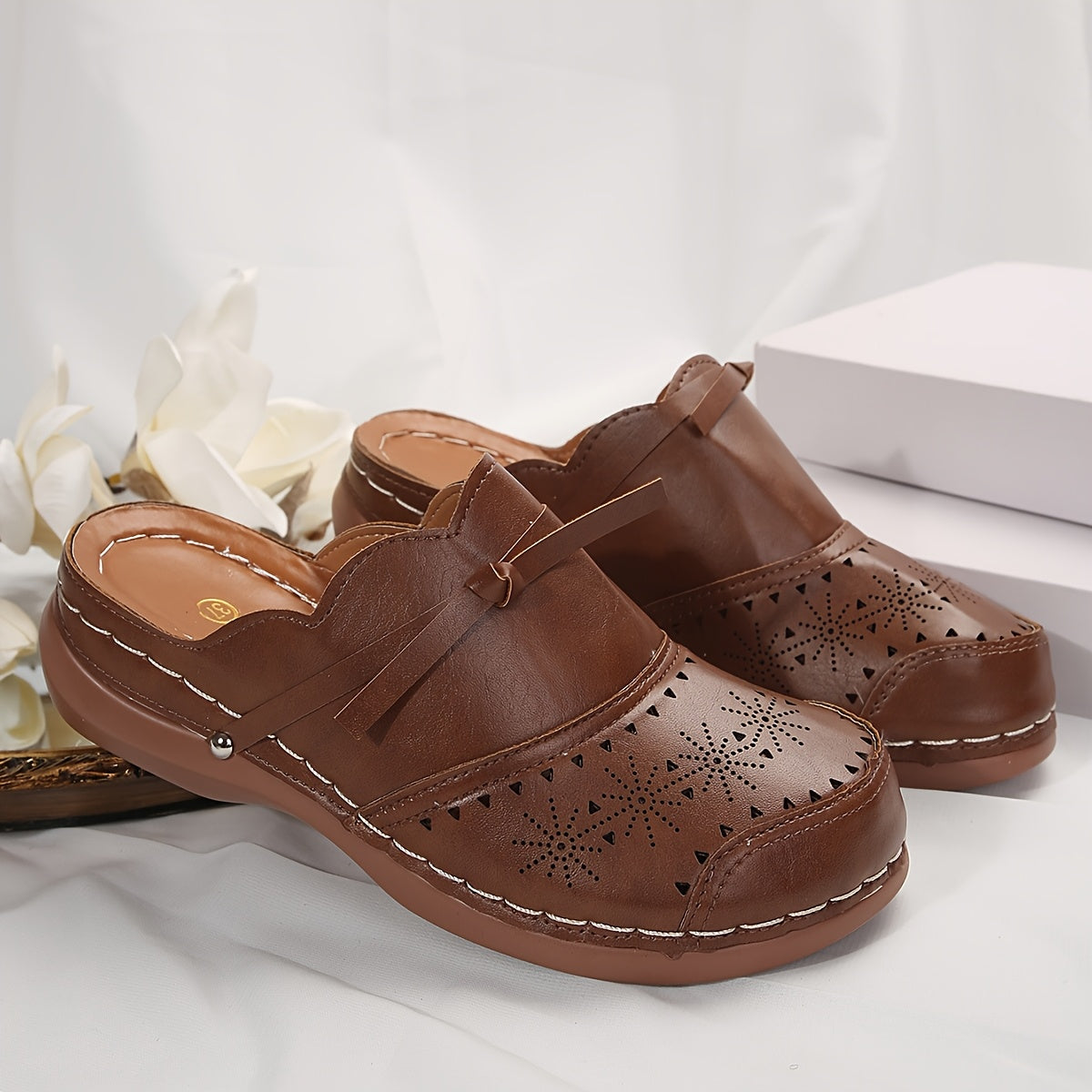 Drewniaki vintage na platformie na obcasie dla kobiet – Styl casualowy i elegancki