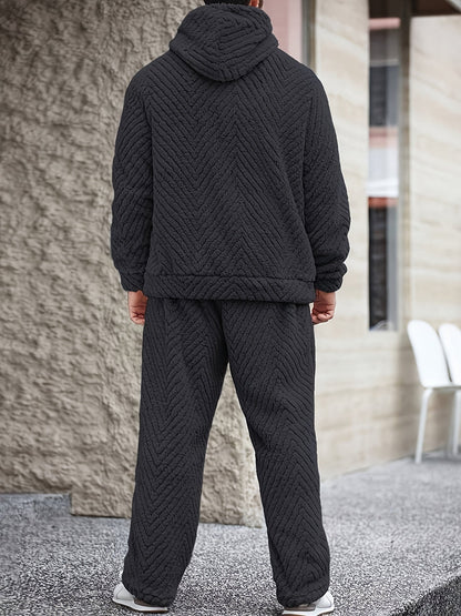 Ensemble Homme Doux Motif Chevrons Capuche Kaki Clair