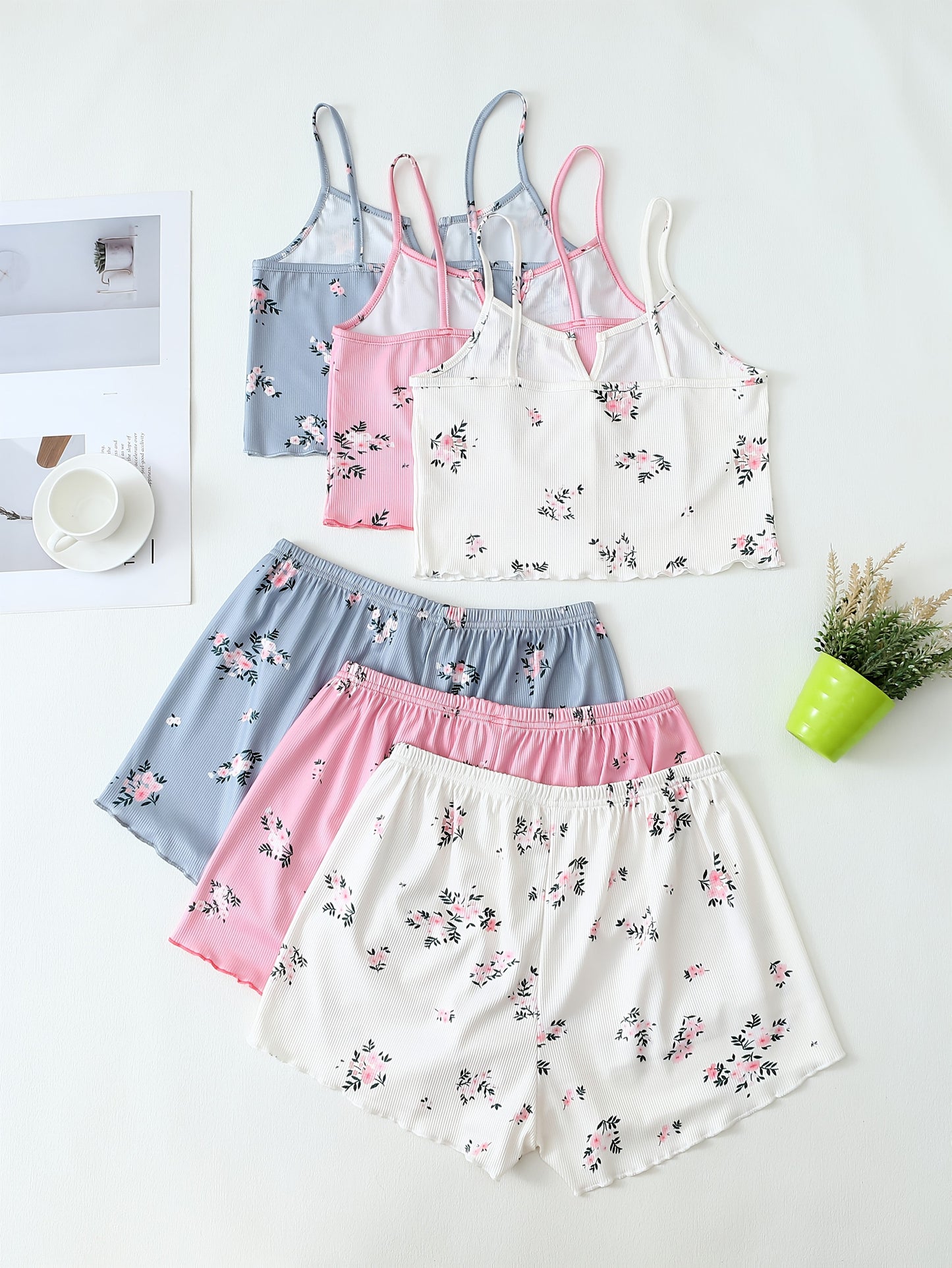 Pyjama Femme Ensemble 2 Pièces Style Floral Décontracté Été