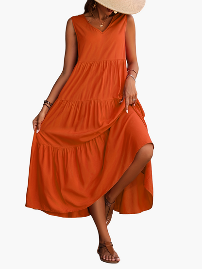 Elegante lange damesjurk met volant in casual stijl voor de zomer