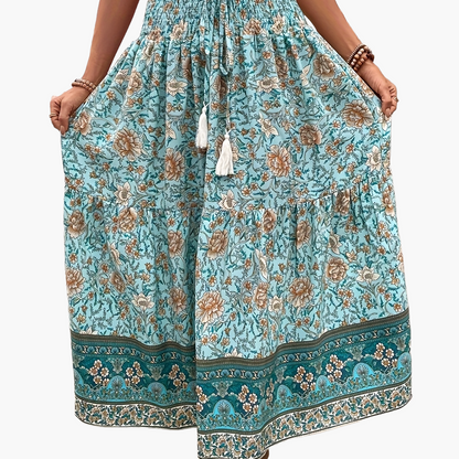 Elegant summer style women's long bohemian floral print skirt