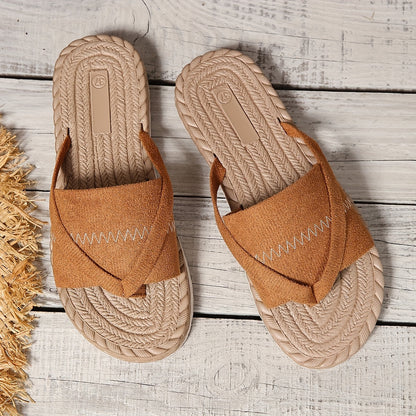 Avslappnade slip-on sandaler för kvinnor i preppy stil för sommaren