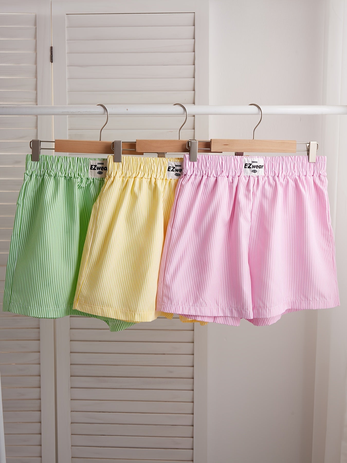 Shorts décontractés à rayures pour femme, lot de 3, style confortable pour la maison ou l'été