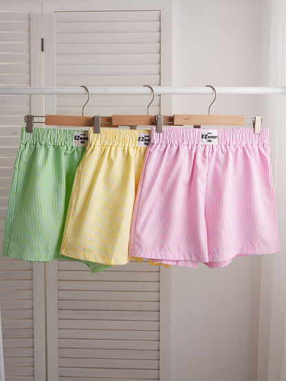 Shorts décontractés à rayures pour femme, lot de 3, style confortable pour la maison ou l'été