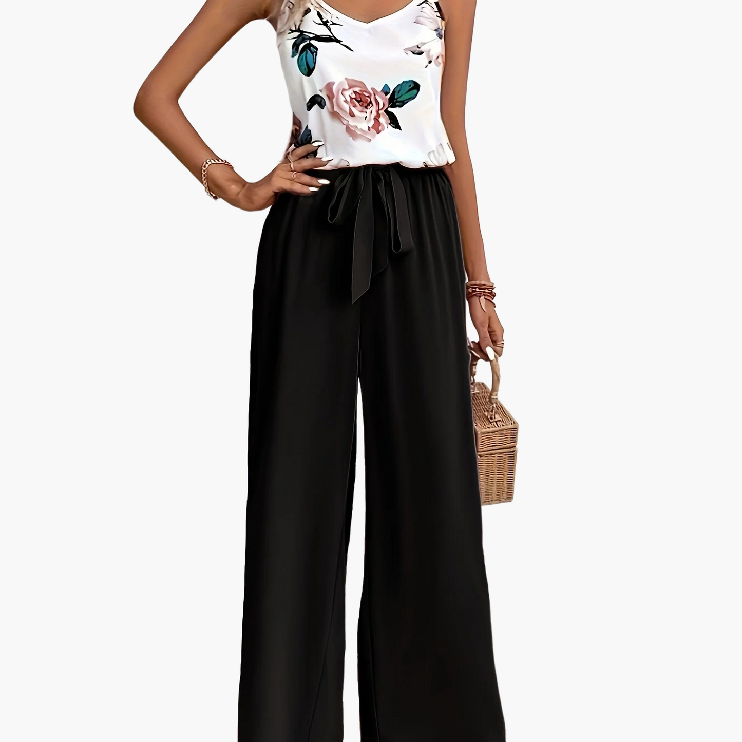 Combinaison élégante femme à imprimé floral style décontracté été