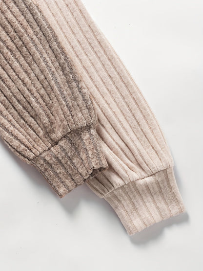 Body col roulé femme côtelé manches longues beige