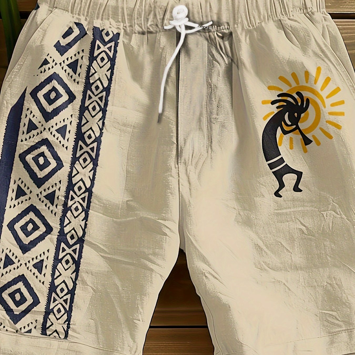 Shorts décontractés homme style artistique motif ethnique pour vacances et plage