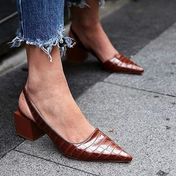 Damesschoenen met blokhak, casual stijl, puntige neus, elegant voor dagelijks gebruik en op kantoor