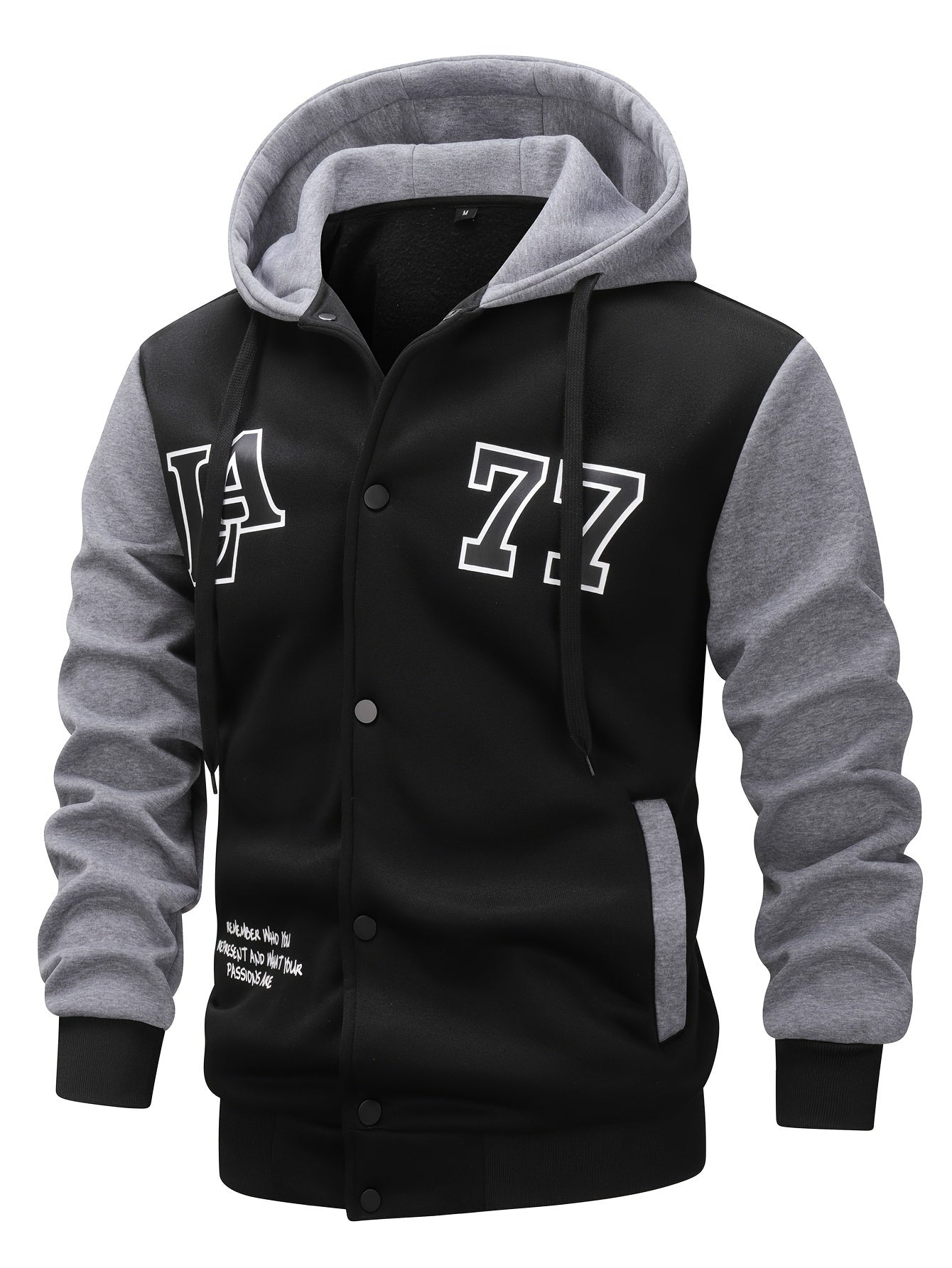 Veste sweat à capuche homme bicolore noir et gris imprimé