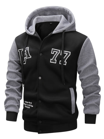 Veste sweat à capuche homme bicolore noir et gris imprimé