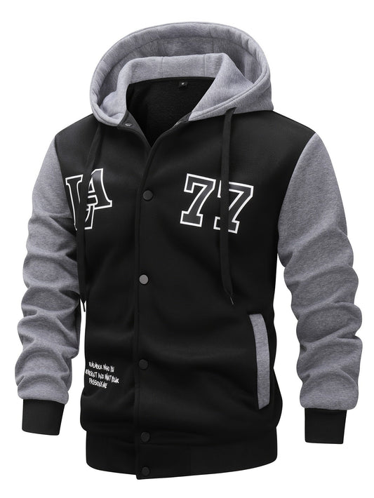 Veste sweat à capuche homme bicolore noir et gris imprimé