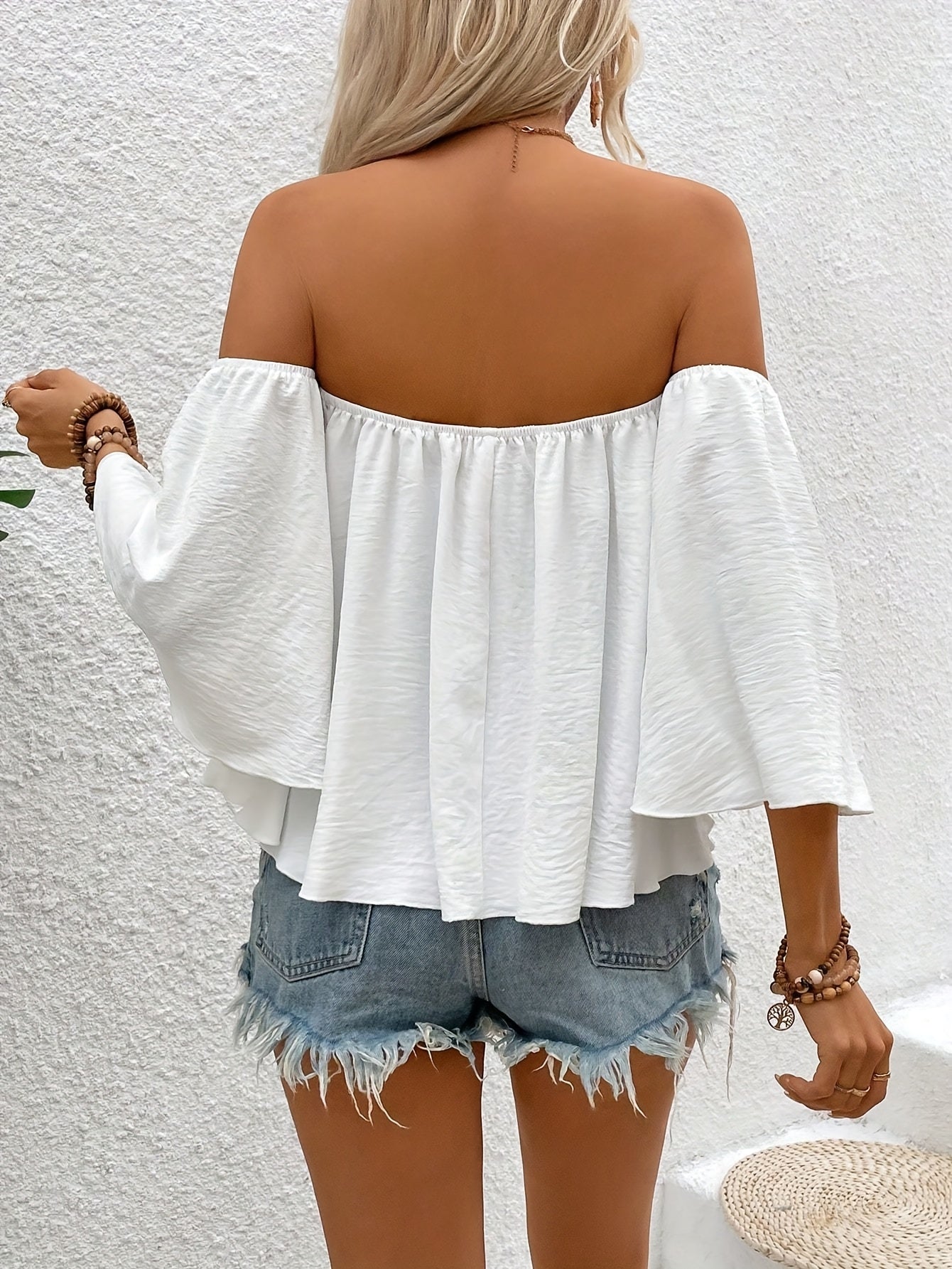 Women's Bohemian Style Blouse Off-Shoulder Loose Sleeves Summer
