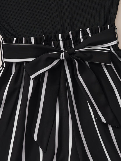 Combishort élégante à rayures pour femme, style décontracté été