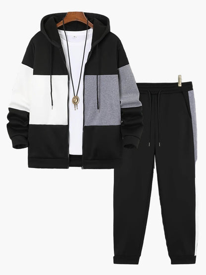 Survêtement Homme Style Décontracté à Capuche avec Fermeture Éclair – Ensemble Sport Urbain