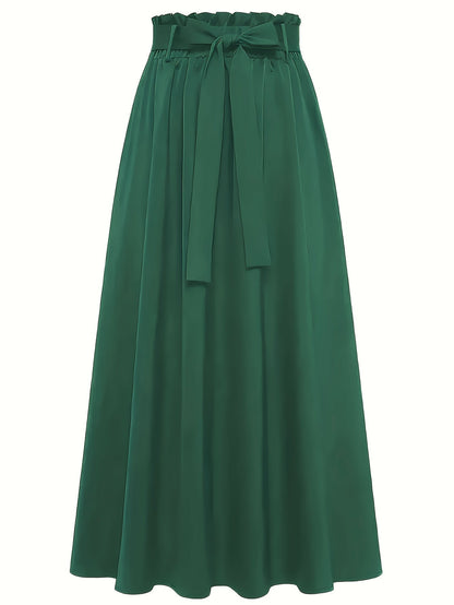 Jupe longue taille haute style paperbag femme élégante et décontractée