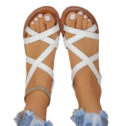 Hannah – Sandales Plates Ouvertes à Bout Ronde pour Femme