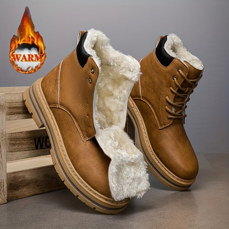 Bottes montantes homme fourrées chaudes à lacets, plusieurs coloris disponibles