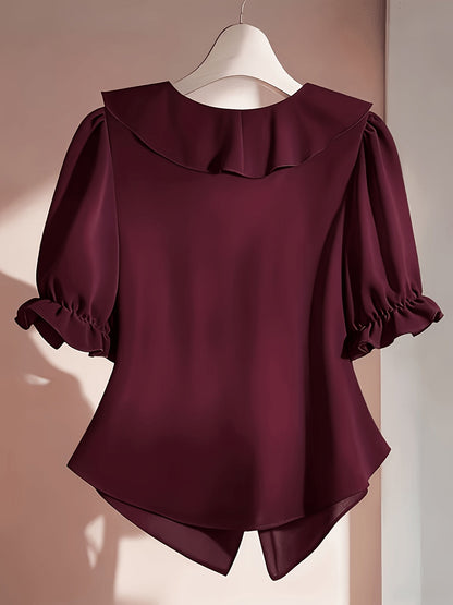 Elegant Women's Blouse with Ruffles Romantic Style for Office and Evening