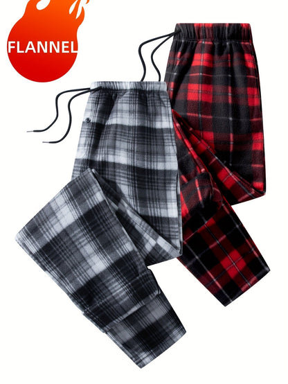 Pantalon de détente à carreaux doux pour homme avec cordon de serrage