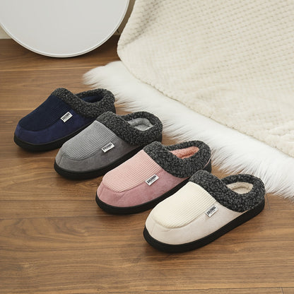 Chaussons rembourrés côtelés doublés doux pour intérieur Confortables