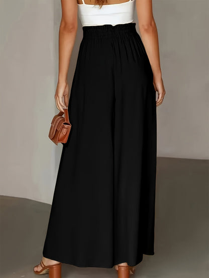 Pantalon Palazzo Large Femme Style Élégant Taille Haute avec Ceinture, Mode Décontractée et Sophistiquée