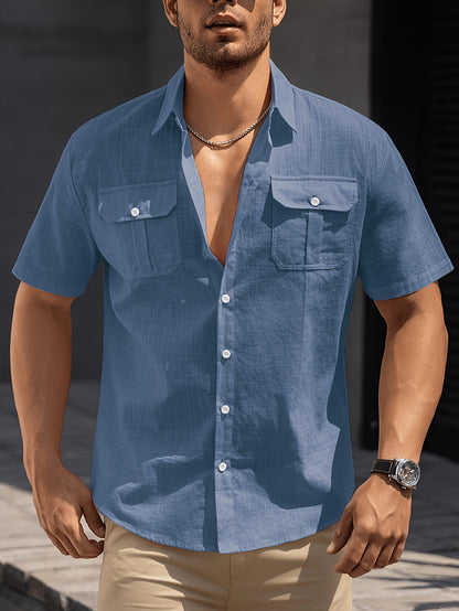 Kurzärmeliges Casual-Herrenhemd mit Taschen – ideal für Sommer und Freizeit