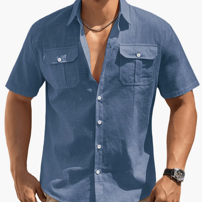 Kurzärmeliges Casual-Herrenhemd mit Taschen – ideal für Sommer und Freizeit