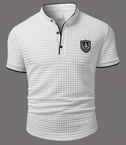 Polo casual para hombre con cuello Henley estilo chic para salidas y uso diario