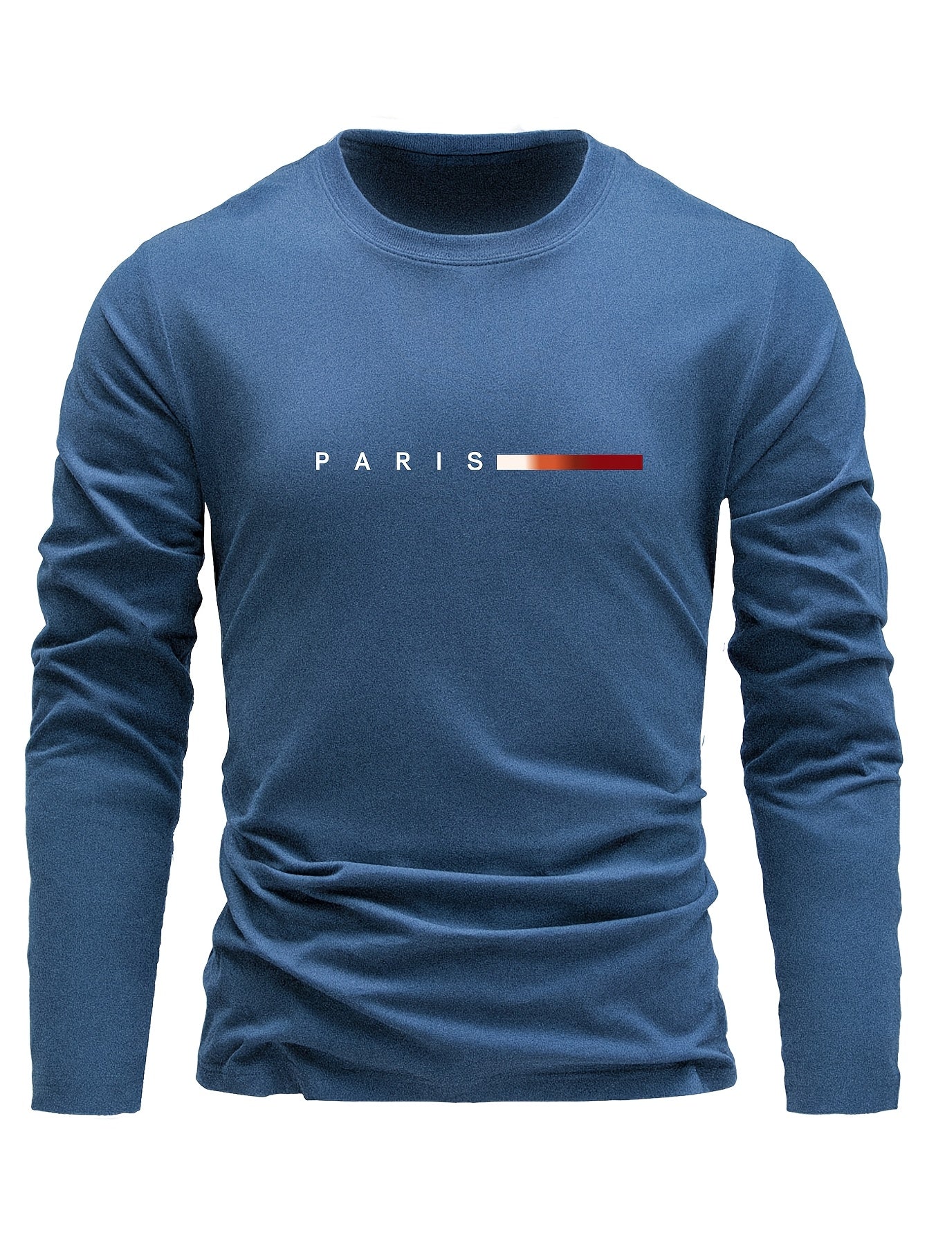 Lot de 3 T-shirts Homme Manches Longues Col Rond Motif Paris Dégradé