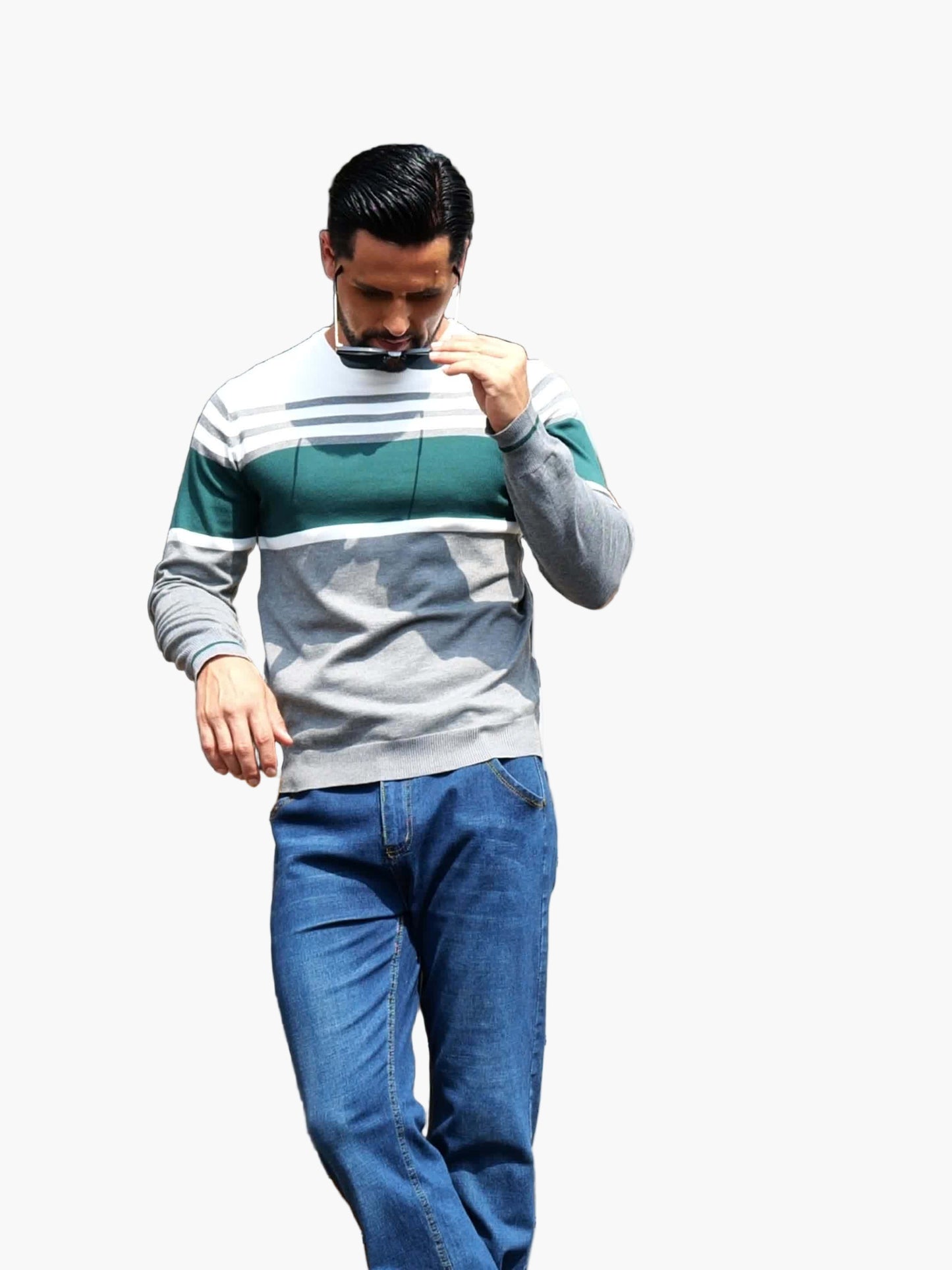 Maglione casual da uomo a righe stile moderno per uso quotidiano