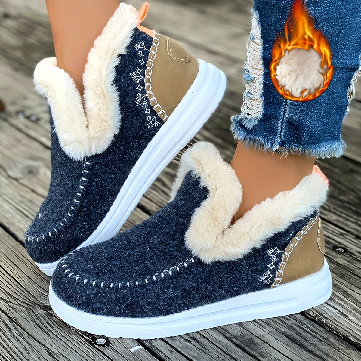 Chaussons montants doublés en fourrure pour femme, style mocassin, diverses couleurs