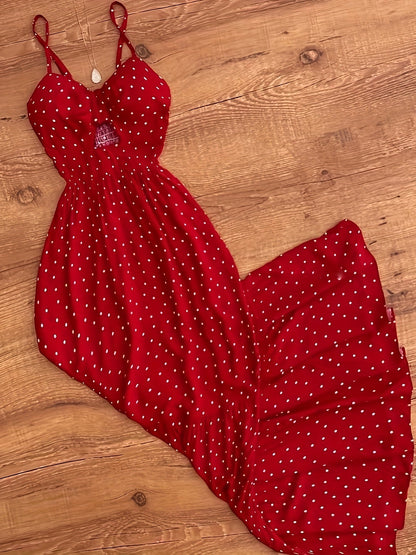 Vintage stijl lange jurk met stippen voor elegante en chique dames