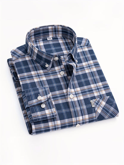Chemise décontractée à carreaux pour homme, style week-end, manches longues, coupe régulière