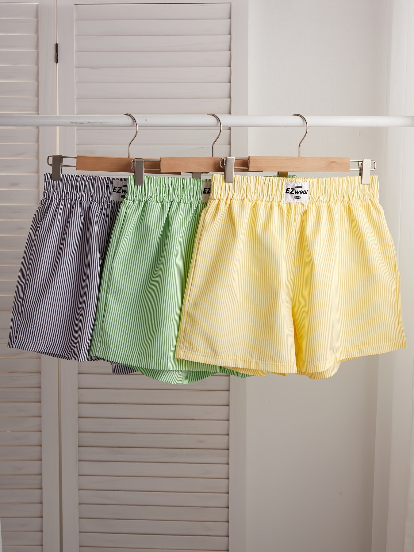 Shorts décontractés à rayures pour femme, lot de 3, style confortable pour la maison ou l'été