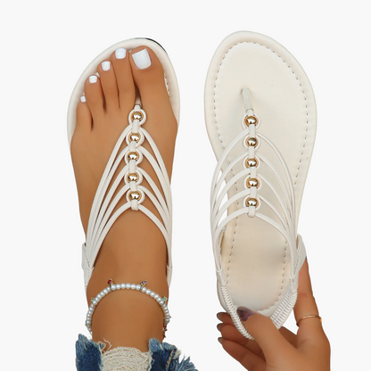 Flat beaded sandals for women vacation style - elegant and comfortable for summer