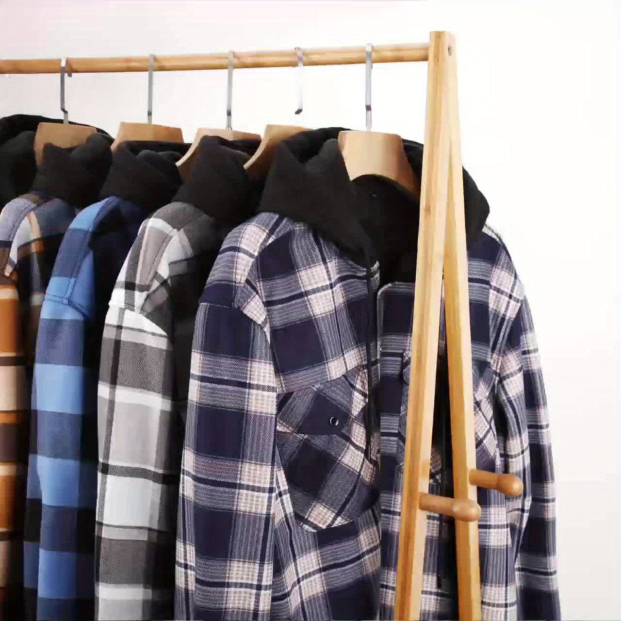 Chemise à Carreaux Homme avec Capuche, Doublure Chaude, Manches Longues