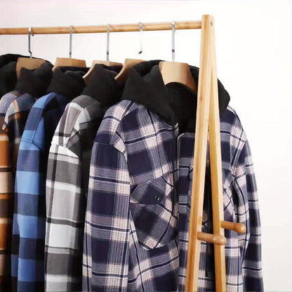 Chemise à Carreaux Homme avec Capuche, Doublure Chaude, Manches Longues